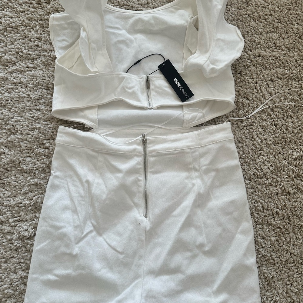 Fashion Nova White Denim Romper - Picture 2 of 4